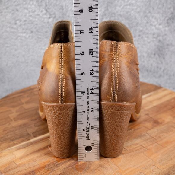 Timberland ‘Glancy’ Ruched Peep Toe Side Zip Booties Antiqued Brown Sz 8 M - Picture 4 of 6